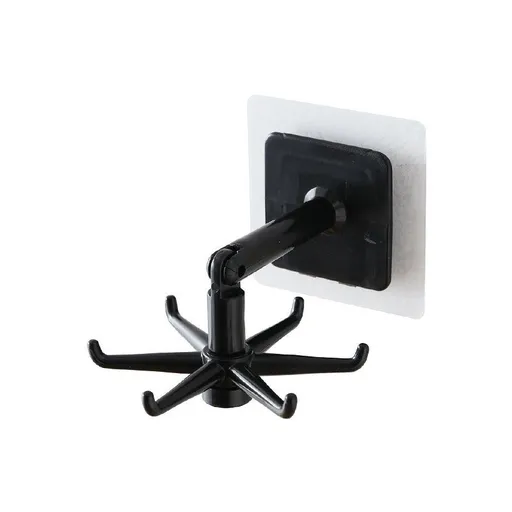 Home Hanging Utensil Holder Hooks Kitchen Utensil Hanger Wall Mount 360 Degrees Rotating Folding Hook (1 Black & 1 White)