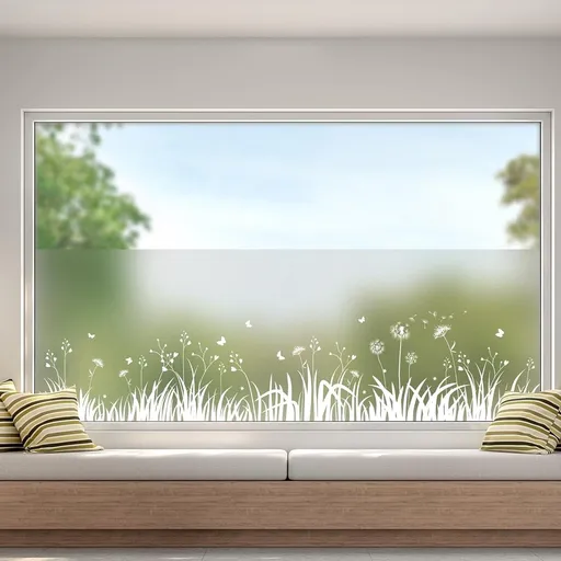 Window Privacy Film - Window Film - Anti-Peek Window Film - Glueless Frosted Privacy Film - Self-Adhesive Window Film - Flower Garden Window Stickers - Static Anti-Peek Window Film - for Kitchen, Bathroom, Window - Blackout Frosted Glass Film - 44 x