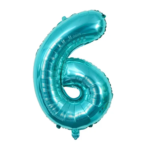 Teal Blue Number 6 Balloon, Giant Mylar Number 6 Balloons for 6 Year Old Mermaid Birthday Party Decorations Supplies Anniversary
