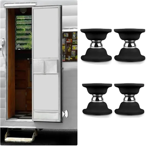 4Pcs Rv Magnetic Door Catch, RV Door Latch Magnetic Door Holder Silicone Magnetic Door Stop, No Drilling Needed for RVs, Motor Homes, Boats and Compartments,RV Accessories (Black)
