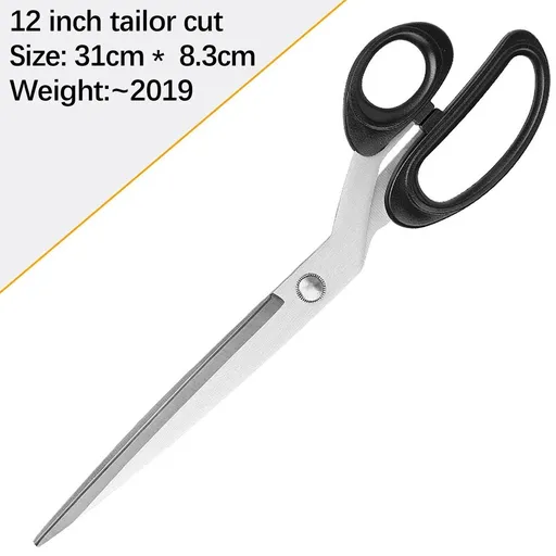 Large Scissors for Fabric and Leather Cutting | Stainless Steel Blades with Plastic Handle | Multi-Purpose Household Office Craft Sewing Tool | Heavy Duty Sharp Scissors for Paper, Rope, Packaging