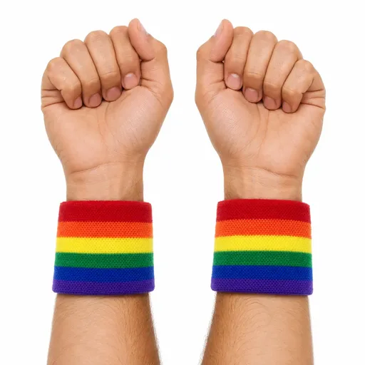 2x RAINBOW WRISTBANDS Gay Lesbian Pride LGBT Mardi Gras Party