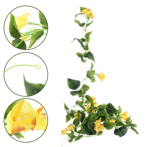 Yellow Plastic Flower Garland Vines for Home Decor Backdrop Decoration, 1 Set