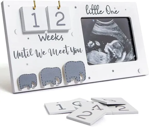 Pregnancy Ultrasound Photo Frame with 40-Week Countdown Number Tiles, Gift for Expectant Parents