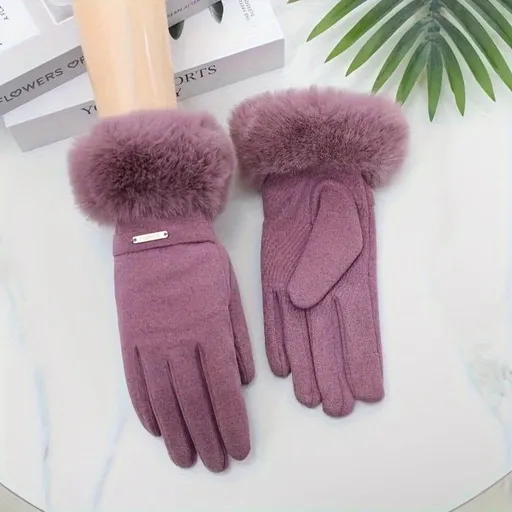 Dralon Warm Gloves - Minimalist Finger - Separate Design, Multiple Colors, Windproof Plush Cuff, Unisex One - Size for Autumn & Winter Daily Fashion Matching(purple)