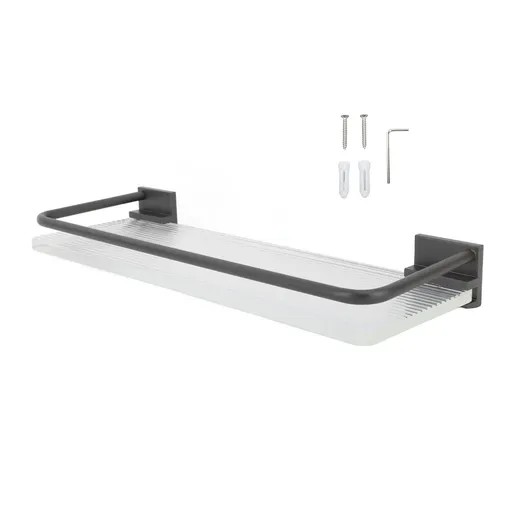 30cm Bathroom Wall Mounted Shelf Space Aluminum Acrylic Towel Rack Bathroom Storage Rack Grey