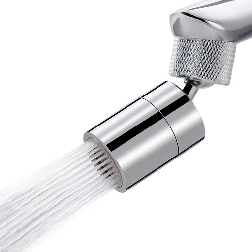 Dual-Function Female Faucet Aerator, 1.8 GPM Extra Big Angle Rotate Kitchen Sink Aerator Sprayer Head 360 Degree Swivel Kitchen Sink Sprayer Attachment-55/64 Inch-27UNS Female Thread-Chrome