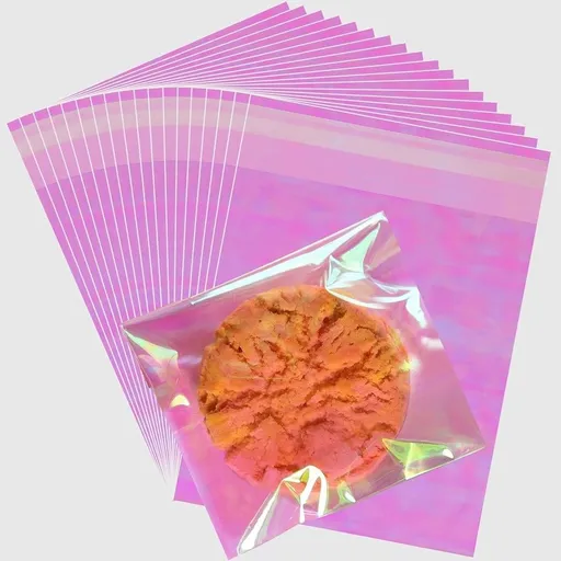100 Pcs Cookie Bags 5x6 In Self Sealing Iridescent Cellophane Bags Resealable Treat Bags for Packaging, Gift Giving & Parties