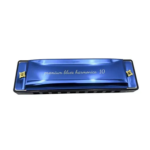 Harmonica 10 Holes Key Of C Blue Blues Harp Stainless Steel Brass Harmonica Au