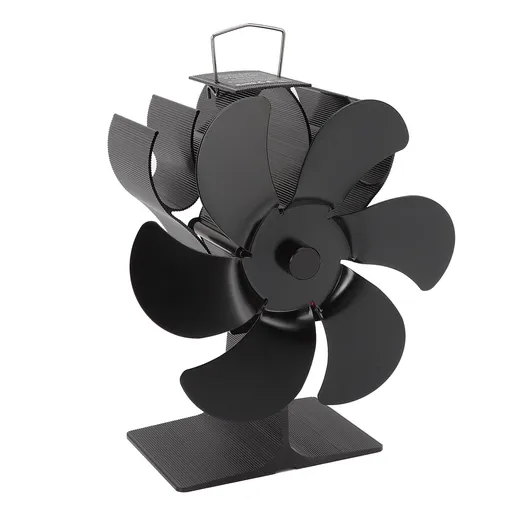 6 Blade Stove Fan Black Self Starting High Temperature Resistant Heat Powered Stove Fan for Home 152mm