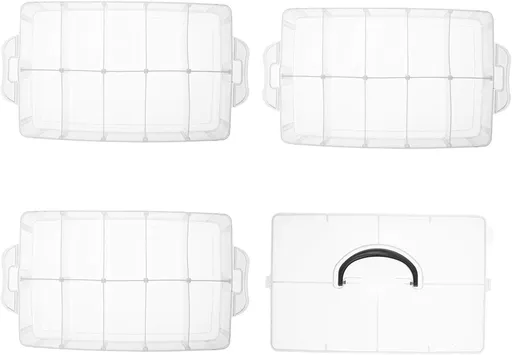 3-Tier Stackable Storage Box Organizer with 30 Adjustable Compartments, Plastic Craft Organizer Case Tool Storage Container Bins