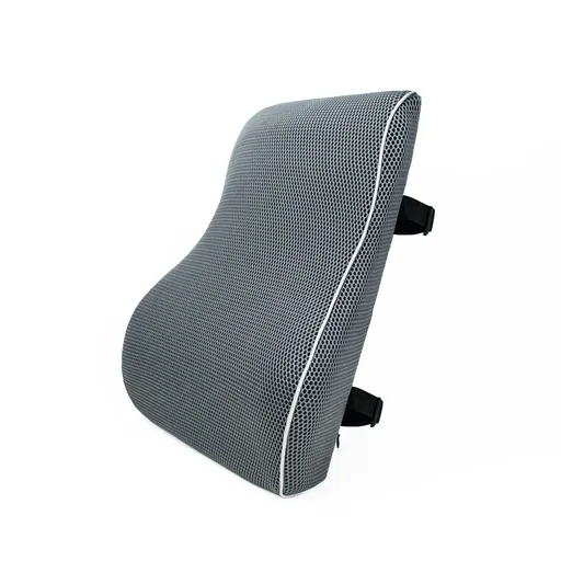 Grey 45x40x10cm Memory Foam Lumbar Support Cushion - Polyester Mesh Cover, Adjustable Straps, Back Rest for Office Chair and Car Seat, Posture Relief for Prolonged Sitting