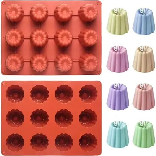 12 Cavity Silicone Canele Mold, 28.8 x 21.5 cm