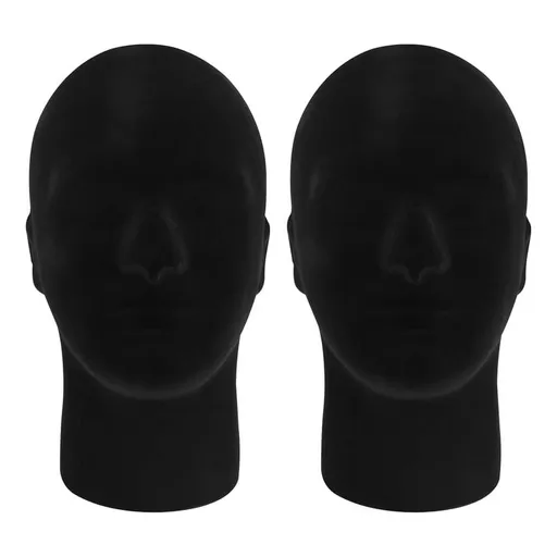Polystyrene Black Foam Men Model Mannequin Head Dummy Stand Shop Display Hat, 2 x BLACK