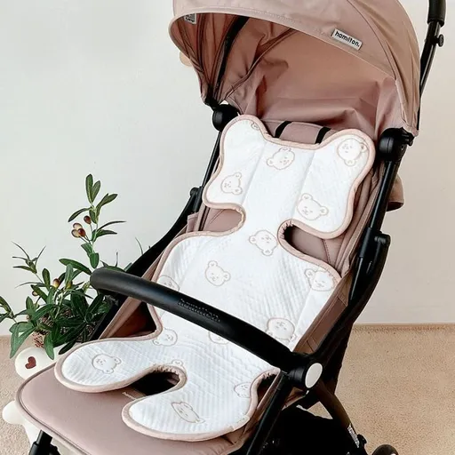 Breathable Baby Pad Must Get Pram Addition Bear Pattern Pram Cooling Insert Soft & Comfortable Pad for Infants Pram Insert（2pcs）