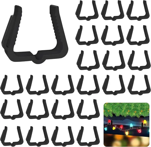 50 pieces - Christmas lighting Gutter hooks - light clips - plastic Light clip - roof edge clamps - Christmas decoration hooks - Festive lighting clamps - Outdoor roof hooks - Clips - for Christmas decoration panels, gutters, fences and roof edge dec