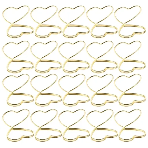 20 Pcs Mini Photo Clamps Clips, Golden Paper Card Holders for Desk Display, Office and Home Organization