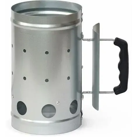 Charcoal Chimney Starter for Charcoal Grills, Galvanized Steel with Cool Touch Bakelite Handle, Outdoor BBQ, Grey, 15.8 x 15.8 x 27 cm
