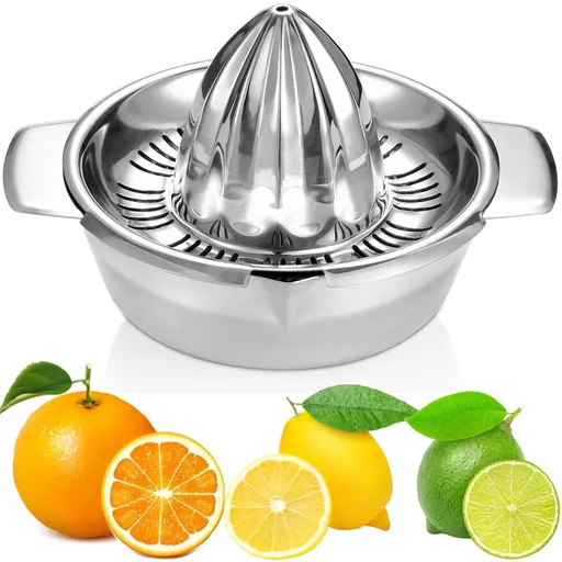 Citrus Juicer for Orange, Lemon, Grapefruit, Lime,Stainless Steel, Store and Clean,Dishwasher Safe（silvery）