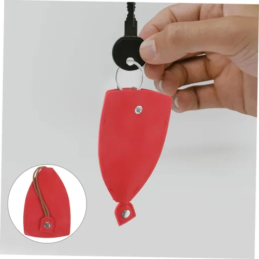 2 Car Key Case, Pull-out Key Holder Hook, PU Leather Car Remote Control Key Bag, for Most Cars (Red)