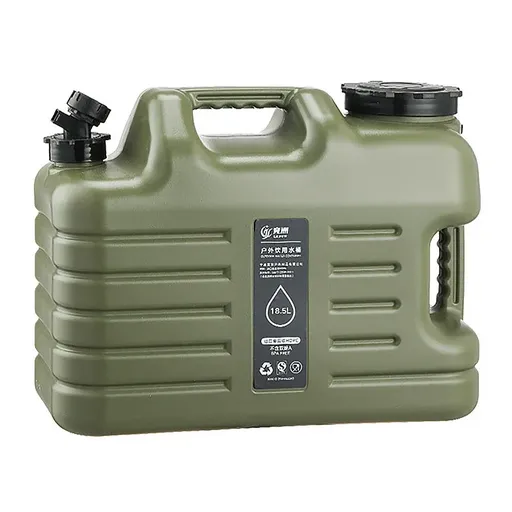 Outdoor Camping Water Storage Bucket with Faucet Portable Square Drinking Tank - 18L