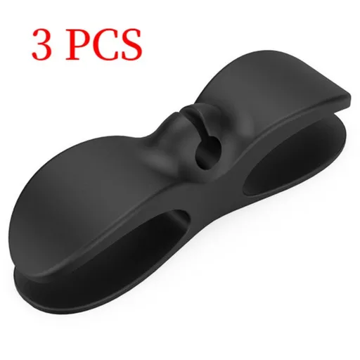 Silicone Cable Winder Organizer 3-Pack, Power Cord Holder, Wall Wire Clip, Data Cable Storage Clamp—Black