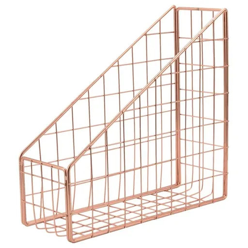 Rose Gold Electroplated Iron Book Holder Desktop Shelf File Magazine Book Stand Office Home Stationery Organizer Holder,1 * Book Holder,Rose Gold