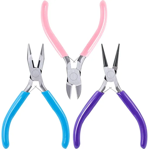 3pcs Jewelry Pliers Set Tools Includes Needle Nose Pliers Round Nose Pliers Wire Cutters Chain Nose Pliers for Jewelry Making Repair