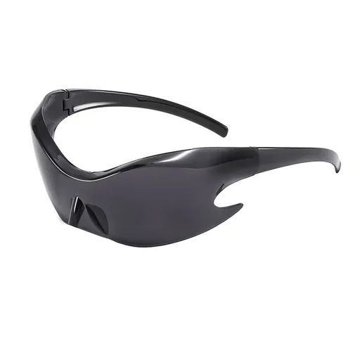 Wrap Around Fashion Sunglasses black Oval Shades Sports Sun Glasses Cyber Aesthetic Eyewear for Women Men