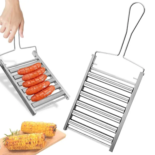 Stainless Steel Hot Dog Roller with Handle BBQ Hot Dog Griller Holds 5 Hot Dogs