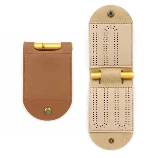 2 pack Travel Cribbage Board Game Set, Portable Cribbage Boards Unique Track Cribbage Board, Foldable PU Mini Cribbage Board