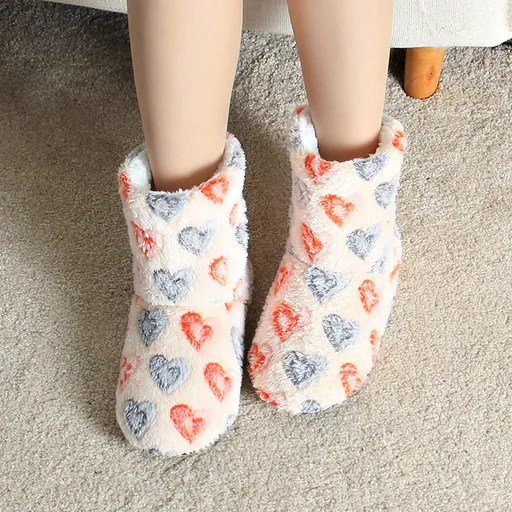 Womens Slipper Socks Fleece Lined Non Slip Orange, 26cm