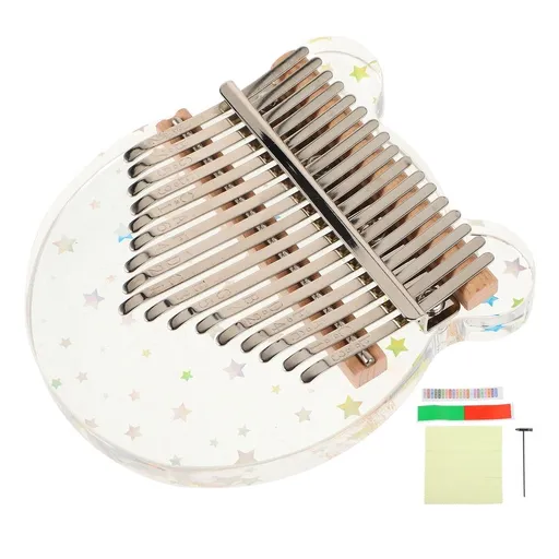 1Set Portable Acrylic 17-Key Thumb Piano Kalimba with Bear Shape and Carrying Bag