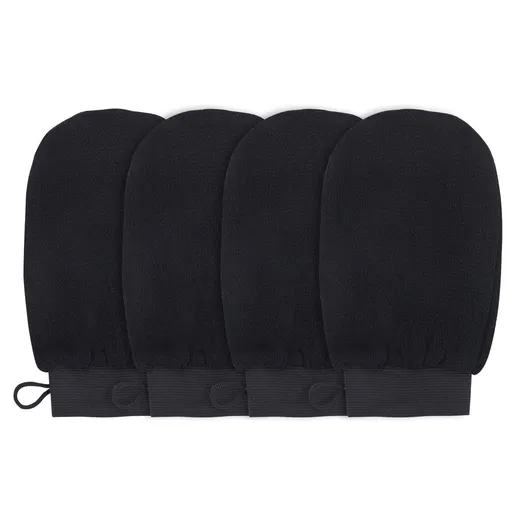 4 Pack Shower Scrub Gloves Deep Body Bath Mitt for Men Women Dead Skin Remover Body Scrubber Spa Brush Massage (Black)