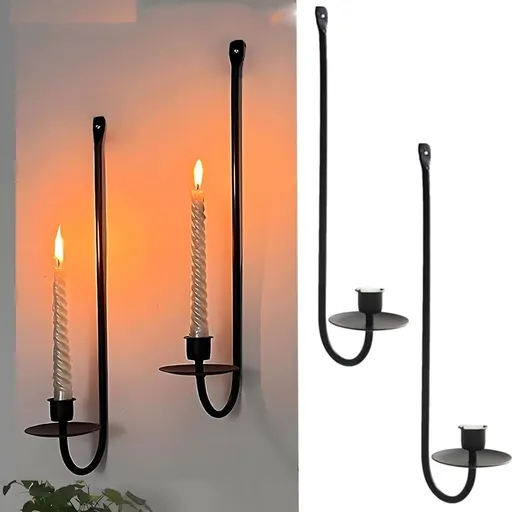 Iron Wall Sconces Set of 2 for Candle Holders - Farmhouse Wall Mount Candle Holder for Living Room Bedroom Hallway Decor - Wrought Iron Candle Holder with Matte Finish for Home Wedding Fireplace