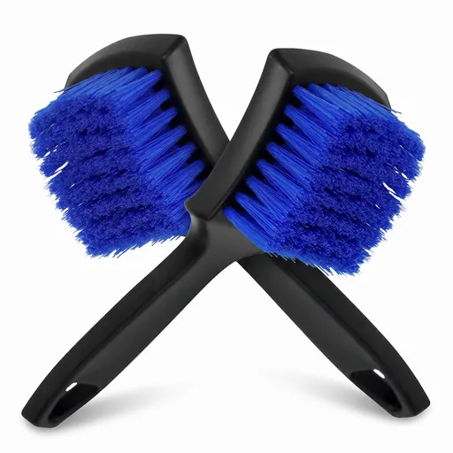 Blue Car Tire & Detailing Brush - 2-Pack Stiff Bristle Scrubber for Wheels, Mats, and Upholstery