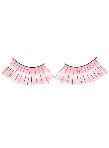 Long Light Pink False Eyelashes with Silver Tinsel