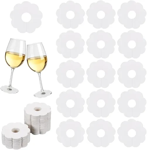 300 Pieces Wine Glass Markers Paper - Blank Flower Place Cards - DIY Wine Hangers for Weddings & Parties - White