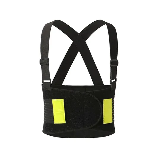 High Support Back Brace Men Heavy Type Waist Belt with Reflective Strips for Construction Work and Weightlifting - XL