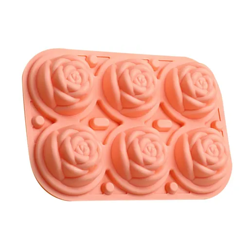 6 Cavity Rose Flower Silicone Ice Cube Candy Chocolate Cake Cookie Cupcake Baking Soap Mould Rose Flower Design