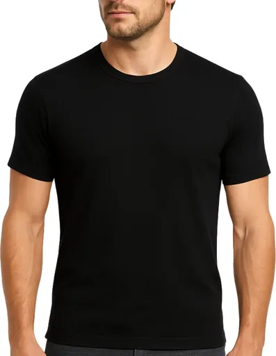Mens 100% Pure Merino Wool Crew Neck Short Sleeve Top T Shirt Thermal Underwear - Black