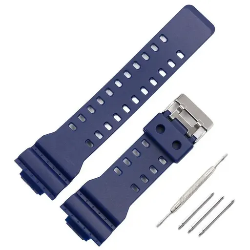 16mm TPU Watch Strap Compatible with G Series GA100 G8900 GW8900 with Tool Pins - Dark Blue