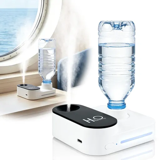 Cruise Humidifier Portable Humidifier for Travel – Whisper-Quiet Mini Humidifier Travel Humidifier for Cruise, Office or Car with Night Light, Auto-Off & 2 Mist Modes Water Bottle Humidifier - White - Size 10*3.5cm