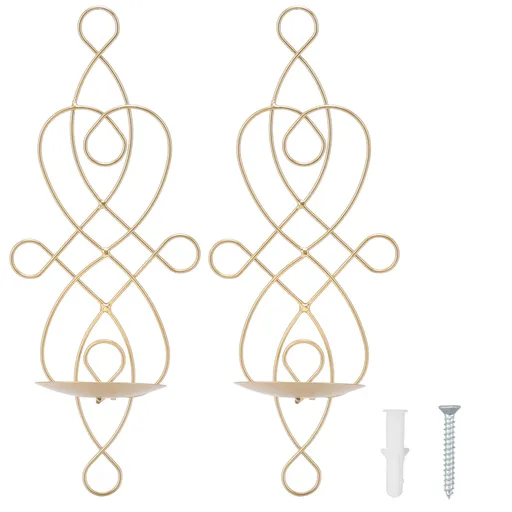 2 Sets Iron Wall Candle Sconce Holder Foldable Deformation Resistance Innovative Wall Candle Holder for Bedroom Dining Room Gold