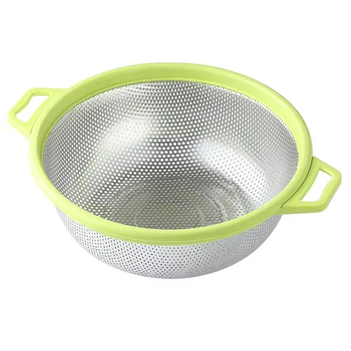 Stainless Steel With Handle and Legs, Large Metal Green Strainer for Pasta, Spaghetti, Berry, Veggies, Fruits, Noodles, Salads