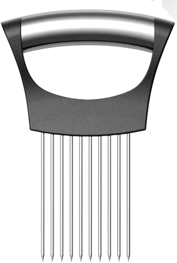 Onion Holder for Slicing, 304 Stainless Steel Onion Slicer Holder, Tomato & Vegetable Cutter, Fruit Slicer & Meat Tenderizer, Ergonomic Kitchen Gadget for Safe, Even & Odor-Free Cutting, Home Cooking