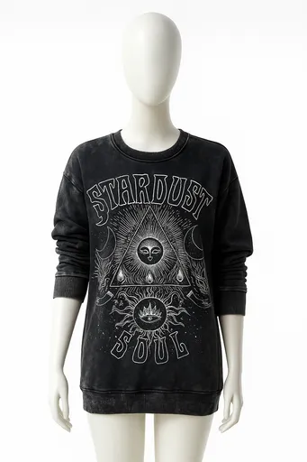 Mineral Wash Graphic Sweatshirt Black L