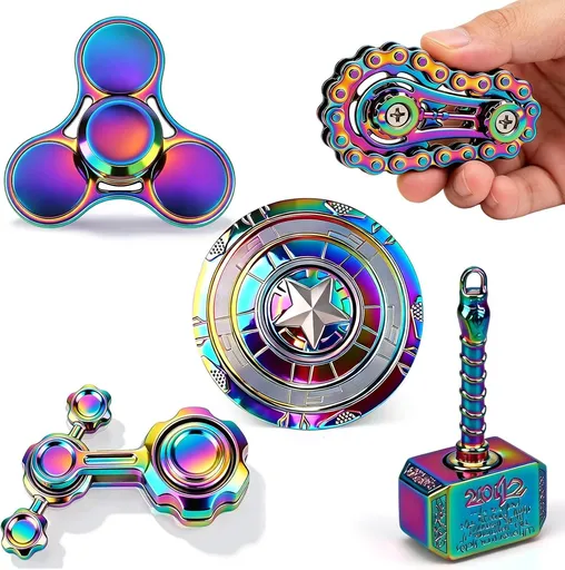 5 PCS Fidget Toy Set Adults & Teen, Sensory Handheld Gadgets Spinners, Cool Desk Toys for Office, Home, Travel, Perfect Classroom Prizes, Goodie Bag Fillers, Party Supplies