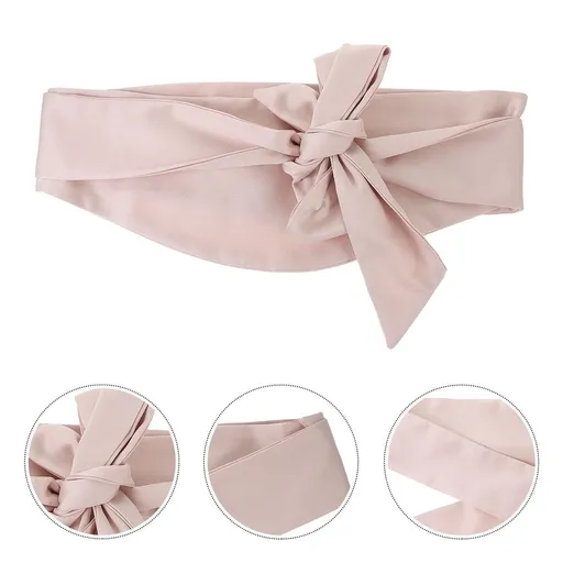 Woman Embroidery Belt Beige Wide Waist Band Japanese Style for Decoration