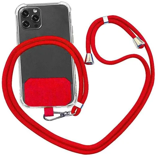 Adjustable Phone Lanyard with Patch for Most Cases Neck Strap Holder - Red